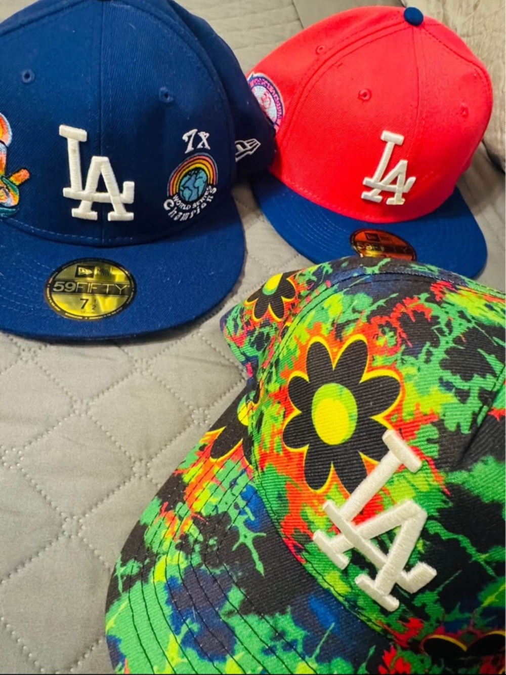 New Era Los Angeles LA -3 hat flowers, blue and pink with blue